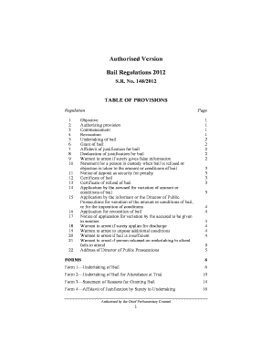Bail Regulations 2012 Forms