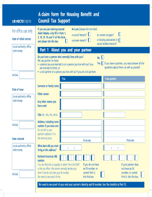 Housing Benefit and Council Tax Support Claim Form