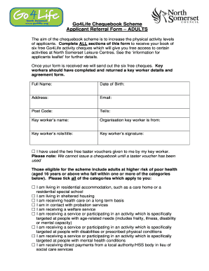 Go4Life Chequebook Scheme Application Form