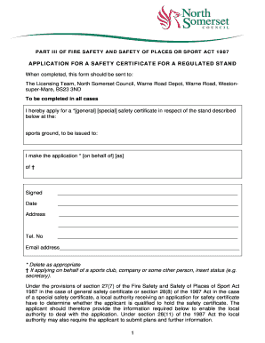 Gradation form - Sports Ground Stand Safety Certificate Application Form - old n-somerset gov