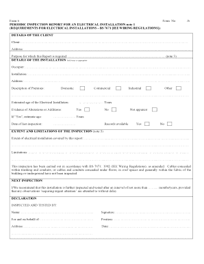 Periodic Inspection Report for Electrical Installation