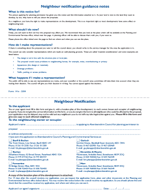 Neighbour Notification Form