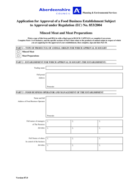 Food Business Establishment Approval Application