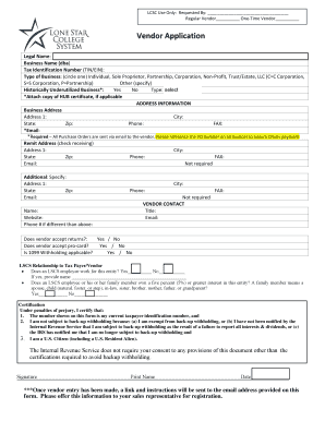 Vendor Application Form