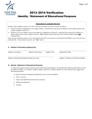 2013-2014 Identity Statement Form
