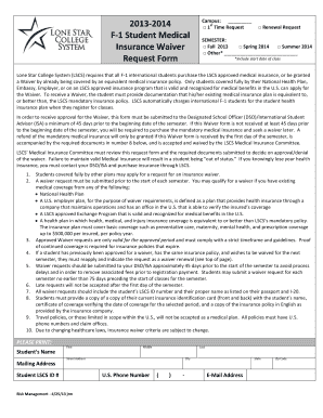 F-1 Student Medical Insurance Waiver Form