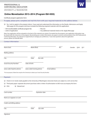 University of Washington Application Form