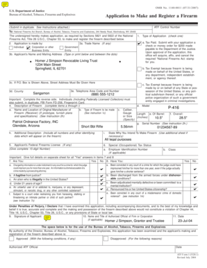 ATF Form 1 Application to Make and Register a Firearm