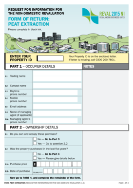 UK Peat Extraction Revaluation Form