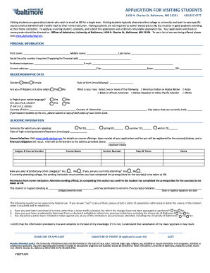 University of Baltimore Visiting Student Application