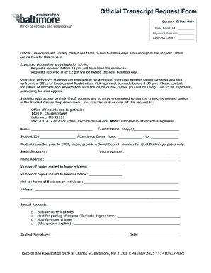 Official Transcript Request Form
