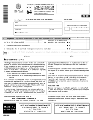 New York City Automatic Extension Finance Application