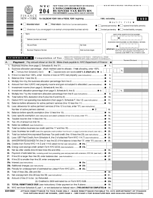 New York City Unincorporated Business Tax Return