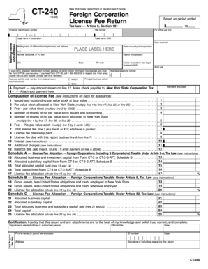 New York Foreign Corporation License Fee Return