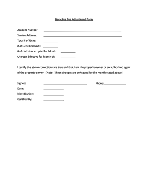 Recycling Fee Adjustment Form