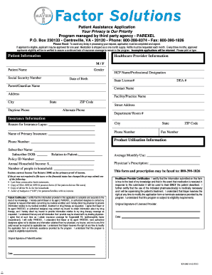 Patient Assistance Application Form