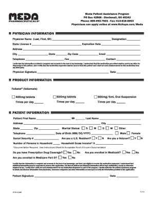 Meda Patient Assistance Program Application