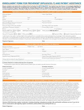 Provenge Enrollment Form