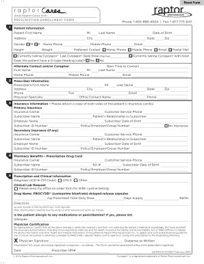 Patient Enrollment and Prescription Form