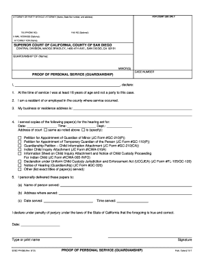 Proof of Personal Service Guardianship