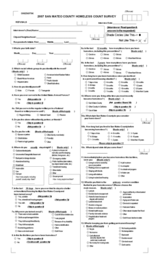 2007 San Mateo County Homeless Count Survey