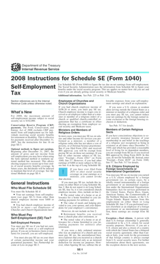 2008 Instructions for Schedule SE (Form 1040)
