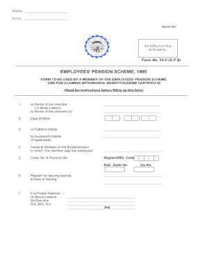 employees' pension scheme 1995 details of break in service form