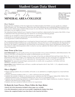 Student Loan Data Sheet