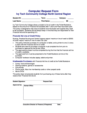 Fillable Online ivytech Computer Request Form - Ivy Tech Community ...