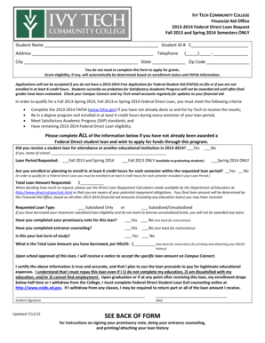 2013-2014 Federal Direct Loan Request Form