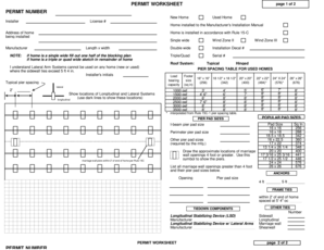 Mobile Home Installation Permit Worksheet