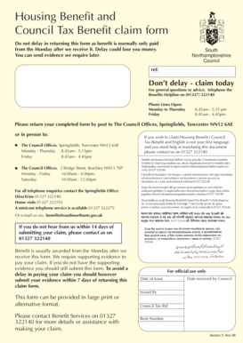 Housing Benefit and Council Tax Benefit Claim Form