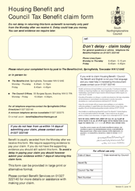 Housing Benefit and Council Tax Benefit Claim Form