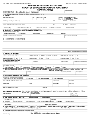 California Dependent Adult/Elder Financial Abuse Report