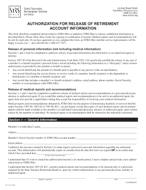 STRS Ohio Authorization for Release of Retirement Account Information