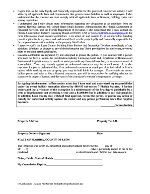 Florida Owner-Builder Exemption Affidavit