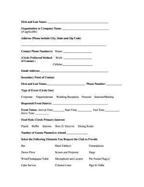 Catering Request Form - Tinker Living