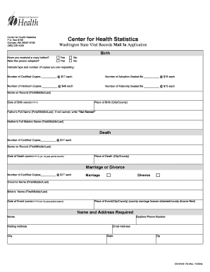 Washington State Vital Records Mail In Application