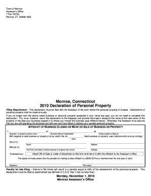 2010 Connecticut Personal Property Declaration