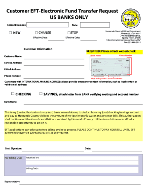 Electronic Fund Transfer Request Form