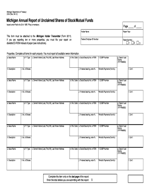 Michigan Annual Report of Unclaimed Shares