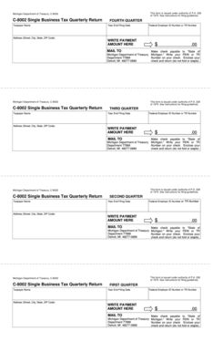 Michigan C-8002 Single Business Tax Quarterly Return