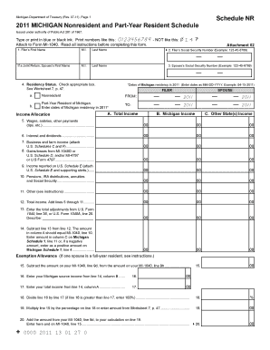 Michigan Nonresident and Part-Year Resident Schedule