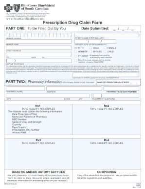 Blue Cross Prescription Drug Claim Form