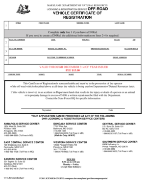 Maryland Off-Road Vehicle Registration