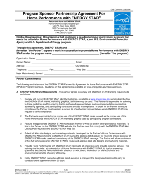 Program Sponsor Partnership Agreement for Home Performance with ENERGY STAR. agreement form between ENERGY STAR and partner - energystar