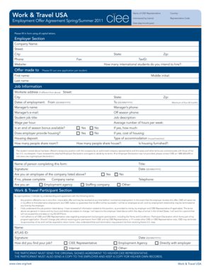 Work & Travel USA Employment Offer Agreement