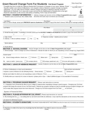 Grant Record Change Form