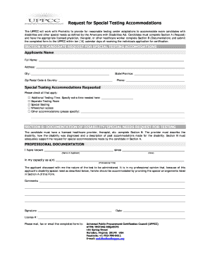 Request for Special Testing Accommodations