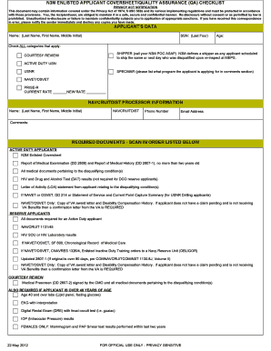 N3M Enlisted Applicant Coversheet